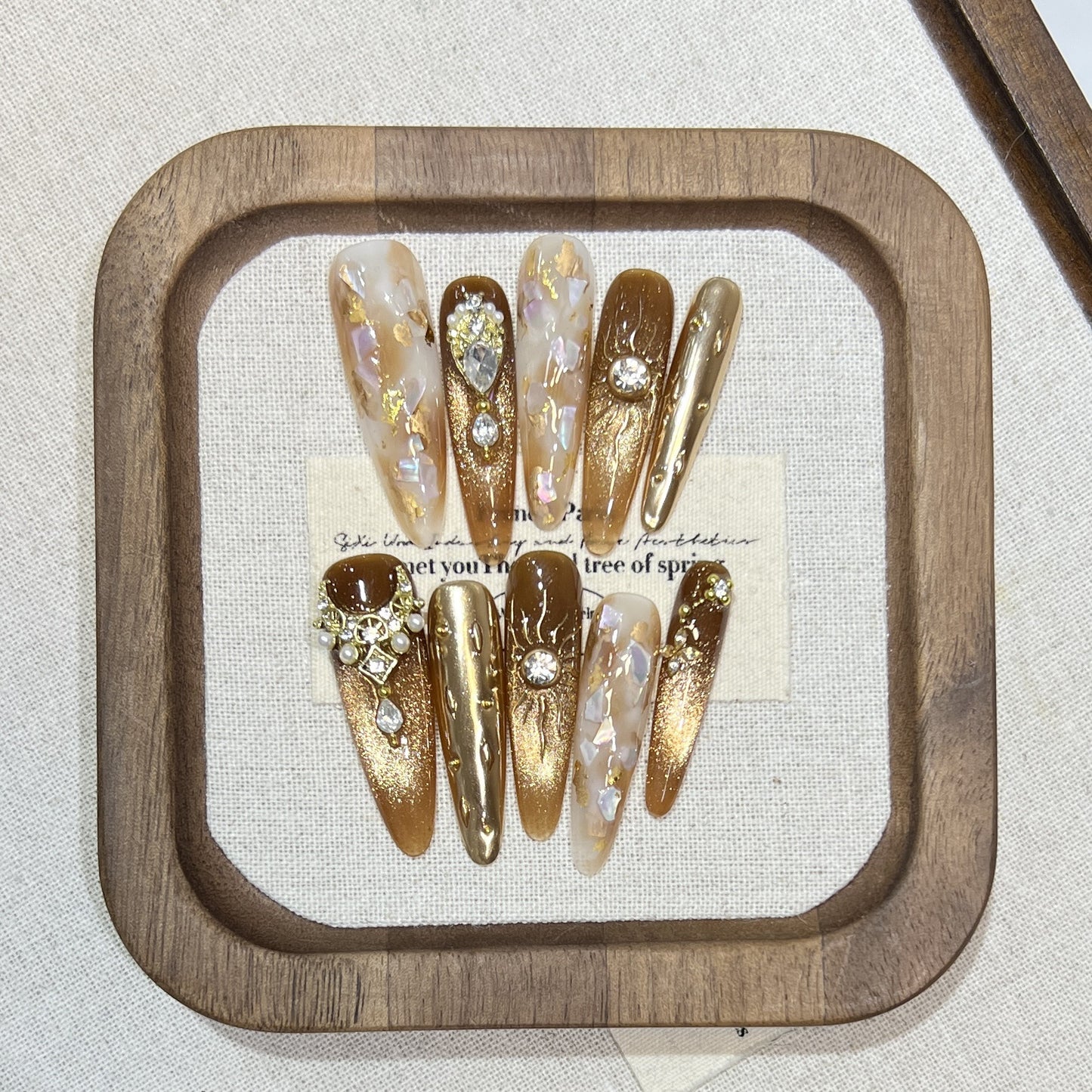Gold Cat Eye Crystal Hand-Painted