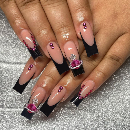 Black French Press-On Nails