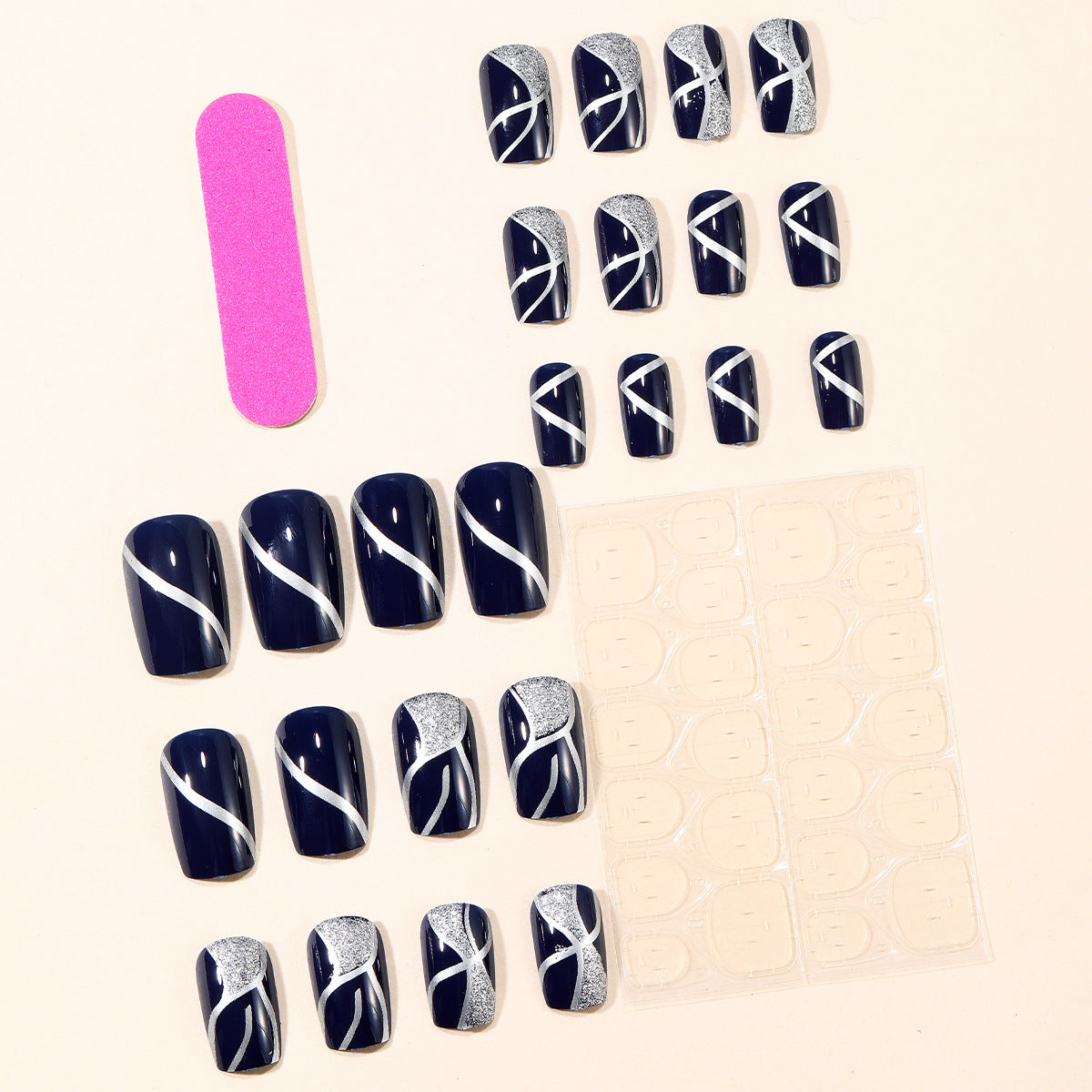 Pink Glitter Press-On Nails