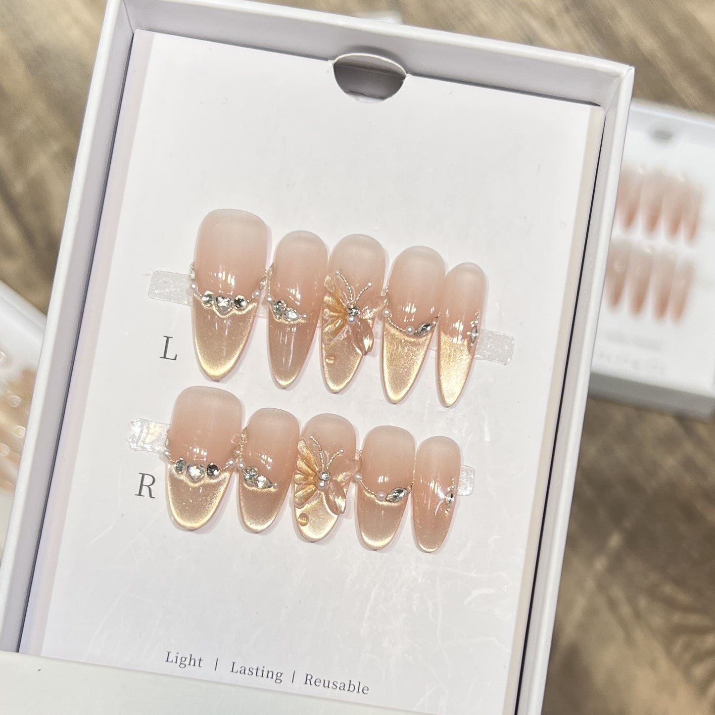 Gold Cat Eye Jelly French Butterfly Crystal