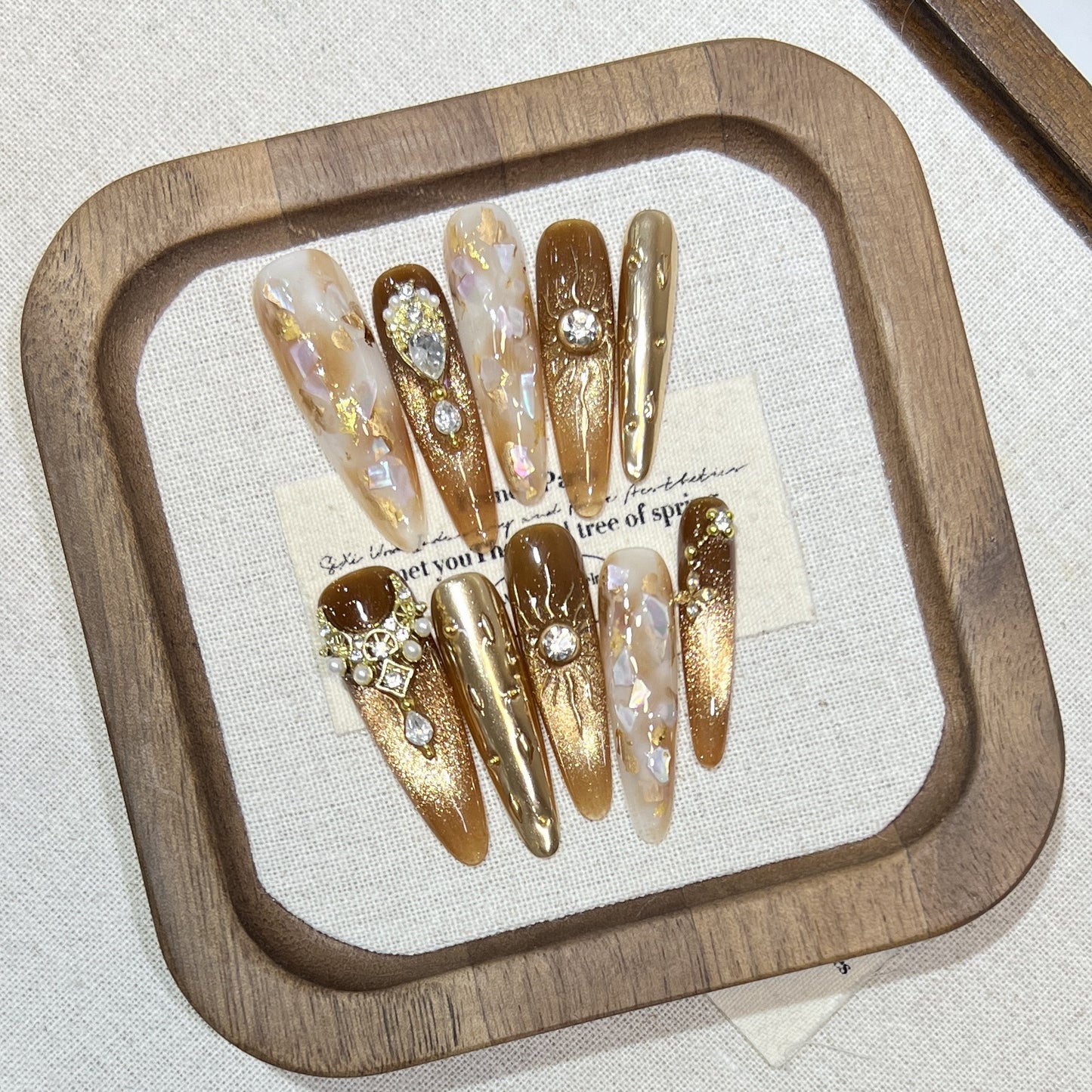 Gold Cat Eye Crystal Hand-Painted