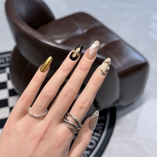 Gold Cat Eye Floral Hand-Painted