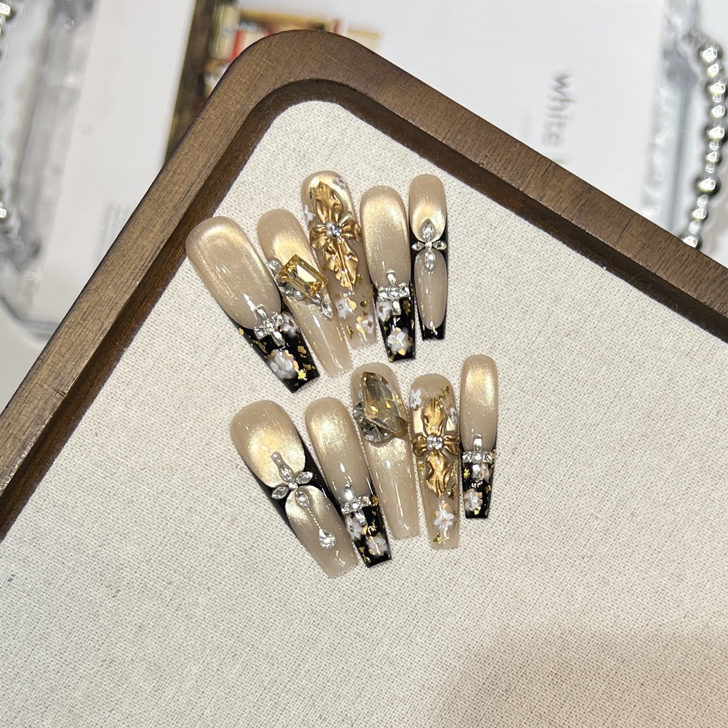 Gold Floral Crystal Hand-Painted