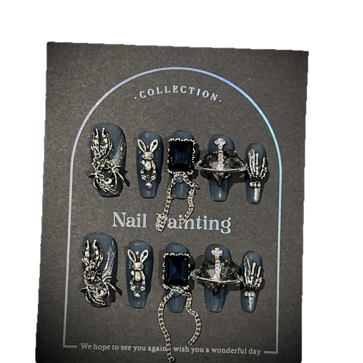 Howl Medium Coffin Halloween press-on nails — additional styling view