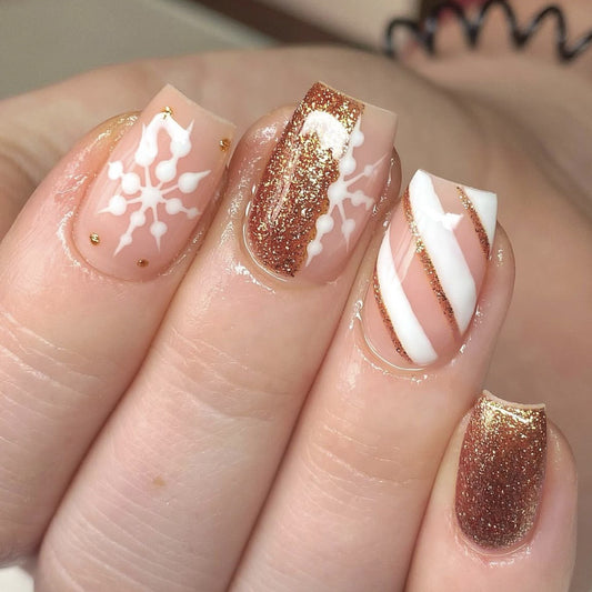 Pink Glitter Floral Christmas Snowflake