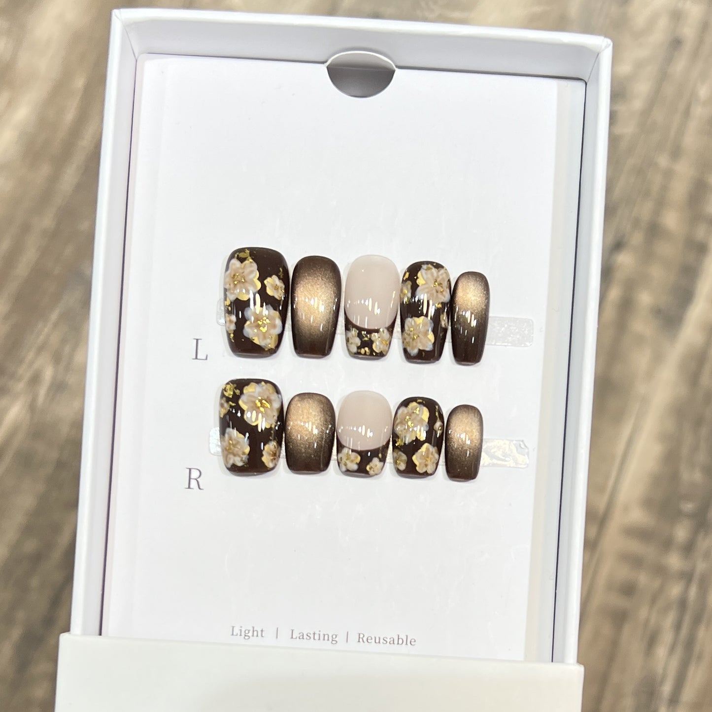 Gold Cat Eye French Floral Hand-Painted