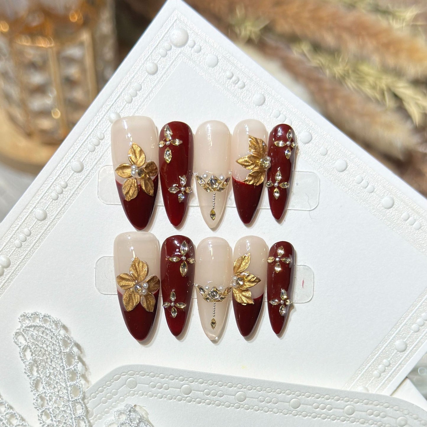 Red French Floral Crystal