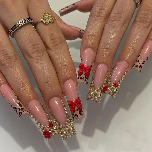 Red Coffin French Leopard Bow Floral