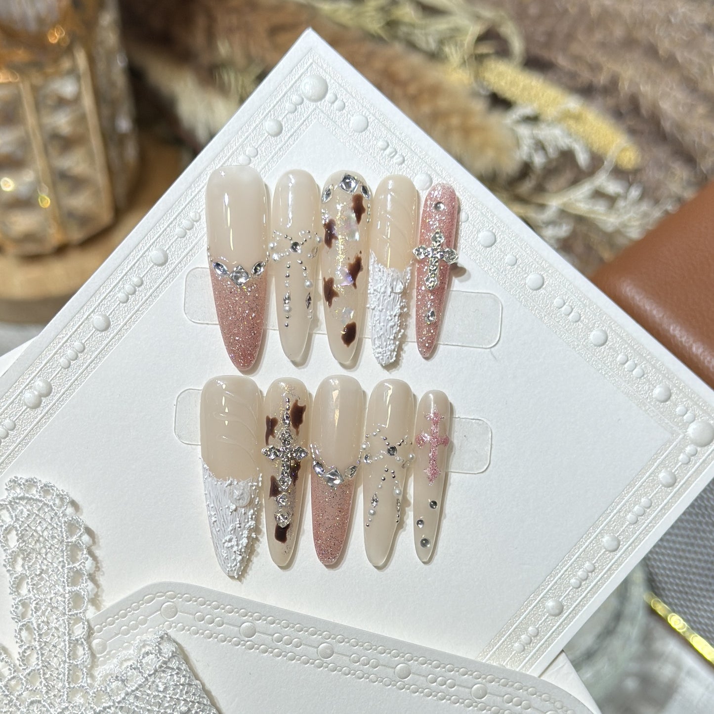 Nude Leopard Bow Crystal