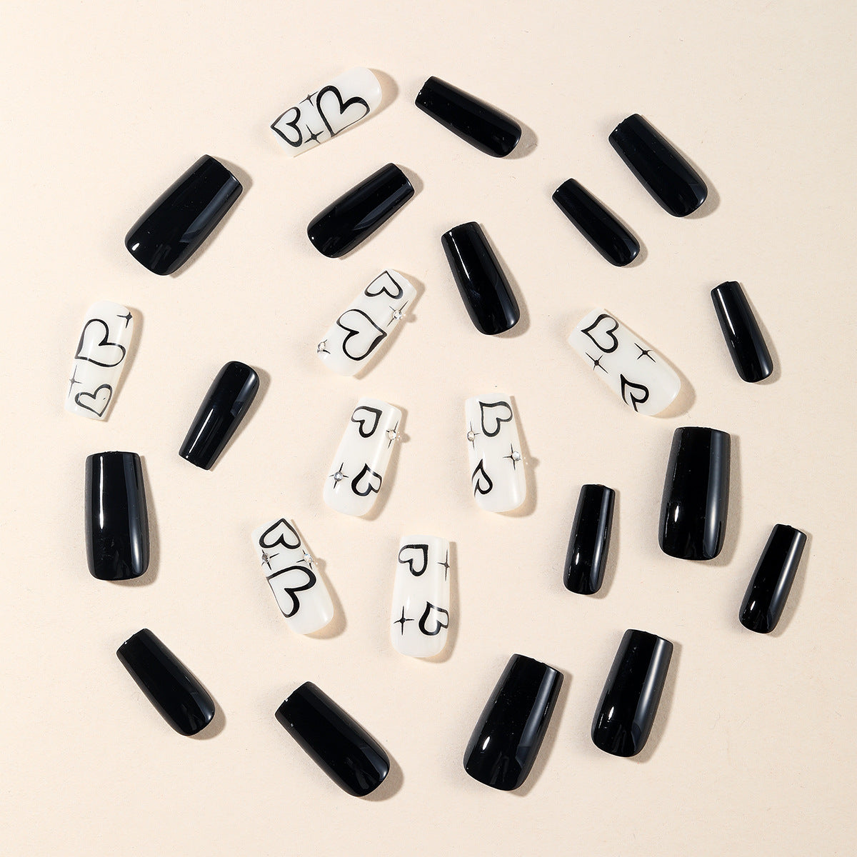 White Heart Press-On Nails