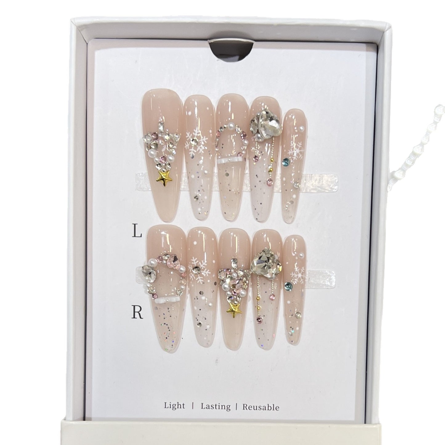 Nude Floral Christmas Snowflake Crystal Pearl
