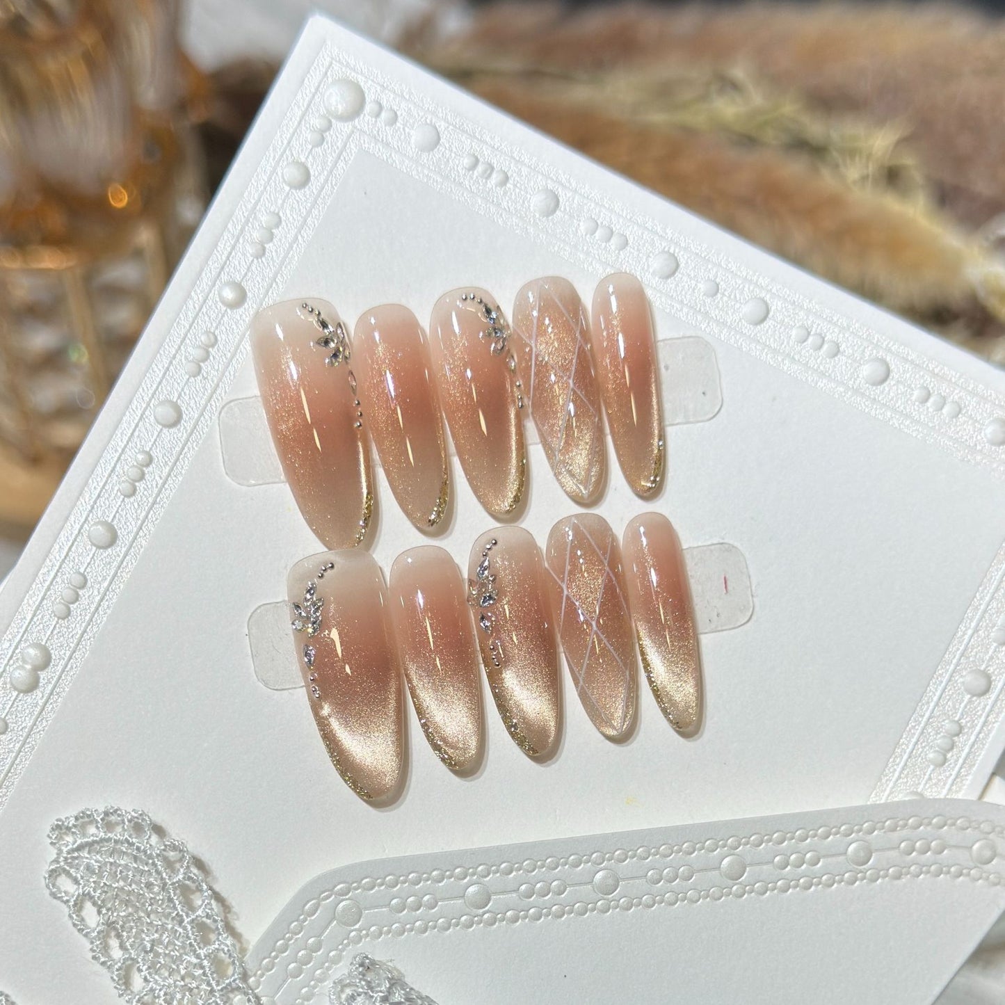 Gold Cat Eye Jelly Crystal Plaid