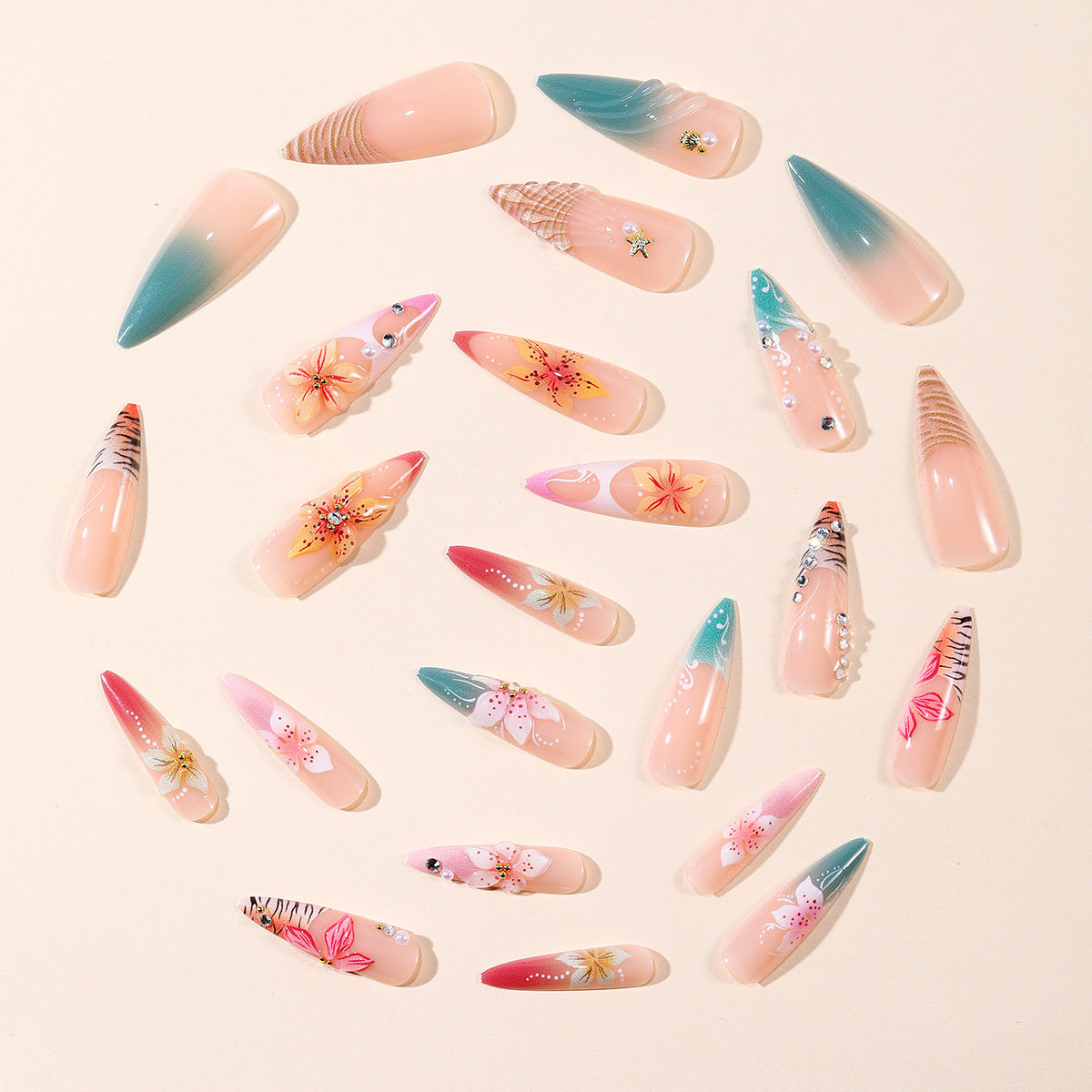 Gradient French Floral Pearl 3D