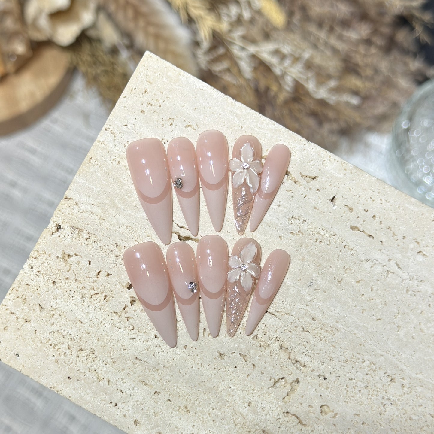 Nude Jelly Gradient French Floral
