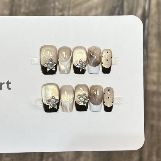 Black Cat Eye French Crystal Hand-Painted