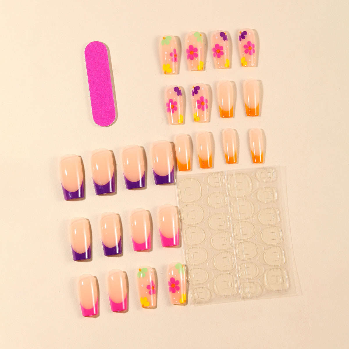 French Floral Press-On Nails