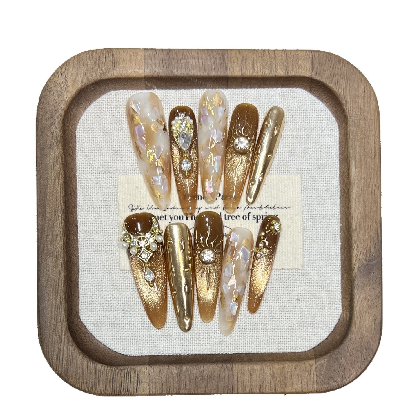 Gold Cat Eye Crystal Hand-Painted