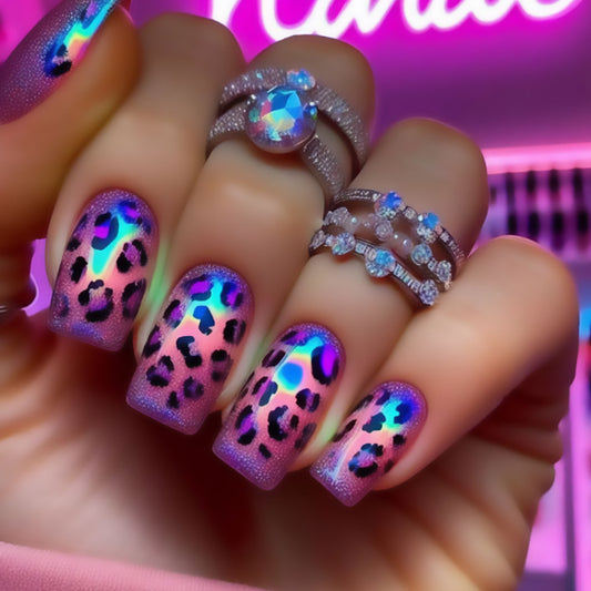 Purple Gradient Leopard Floral