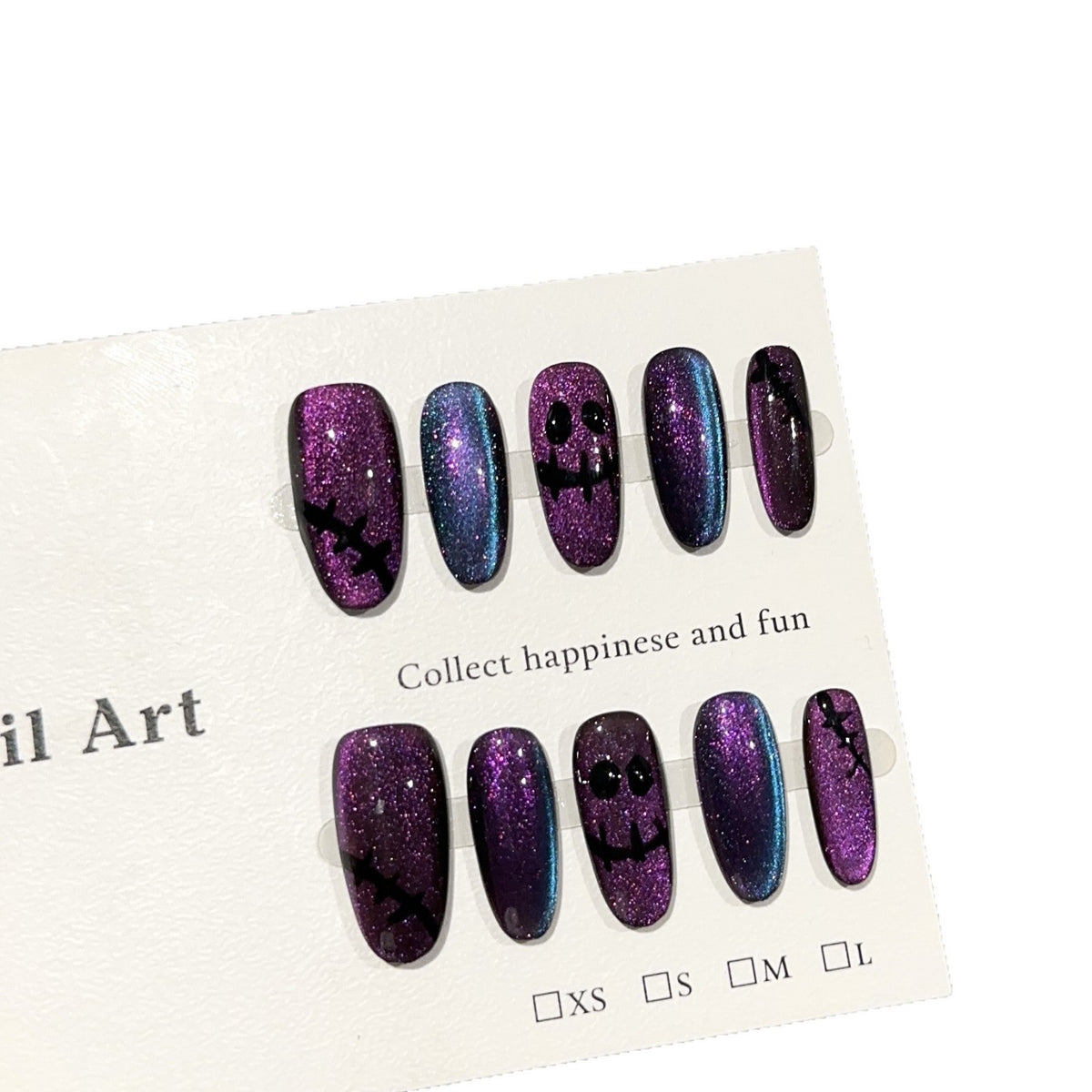 Ghost Face Medium Oval Halloween press-on nails — additional styling view