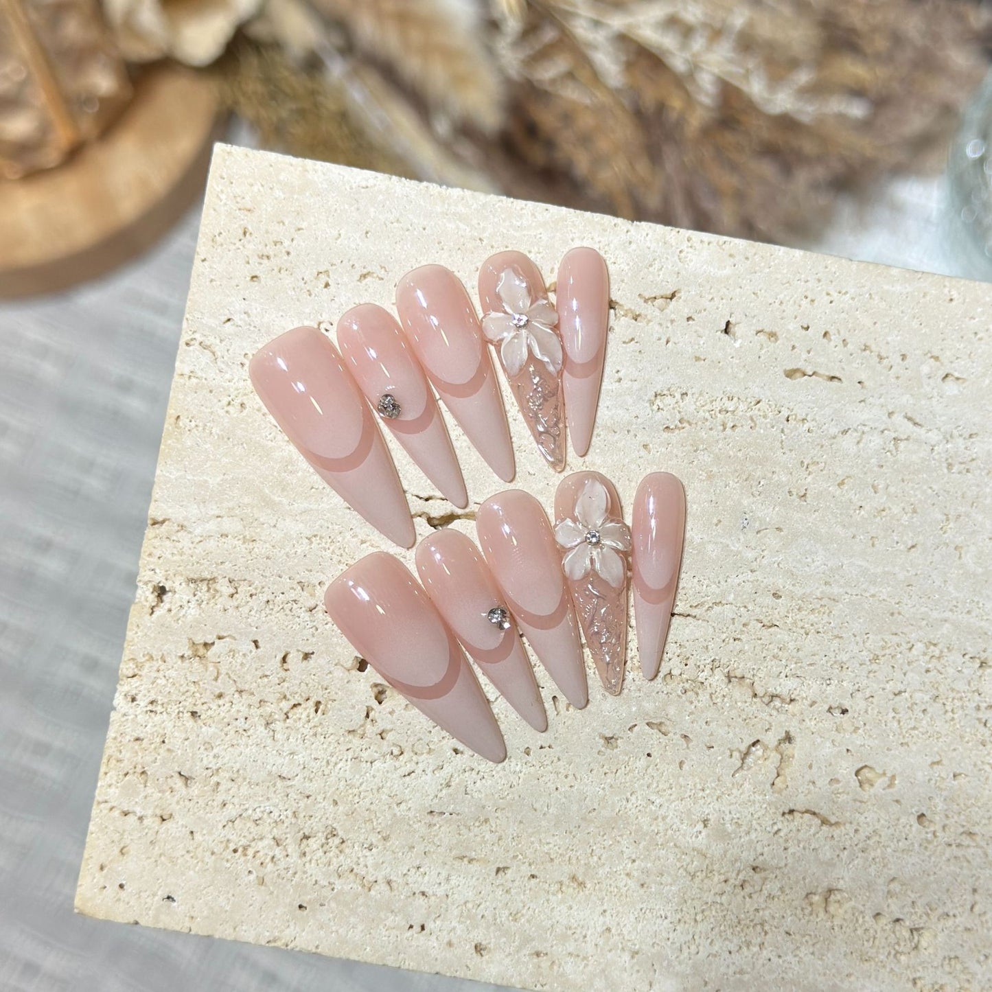 Nude Jelly Gradient French Floral