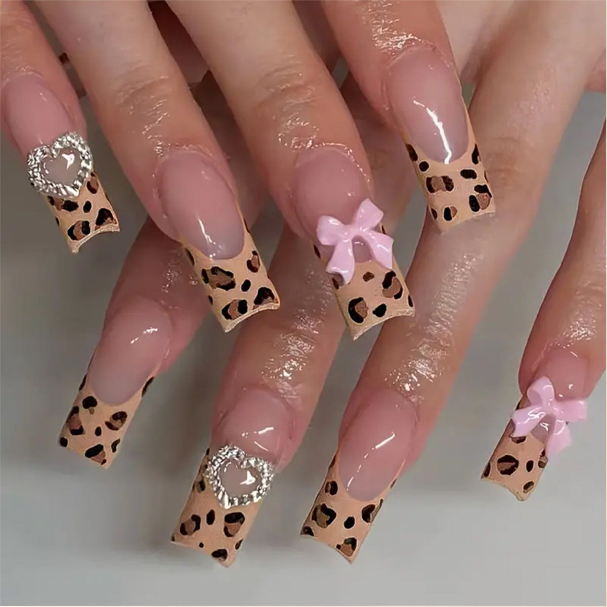 French Leopard Bow Heart