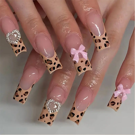 French Leopard Bow Heart