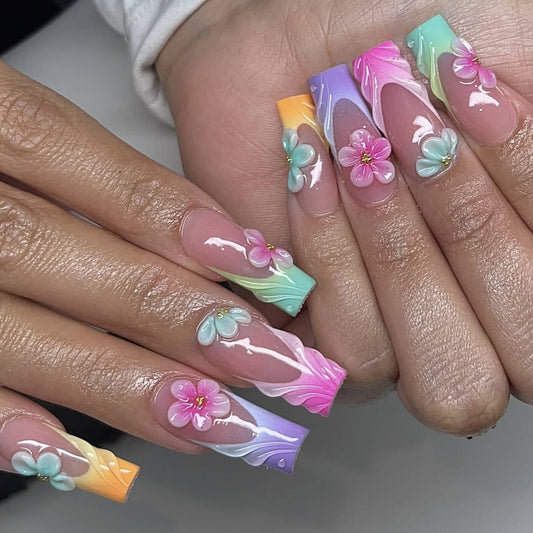 Gradient French Floral 3D Wave