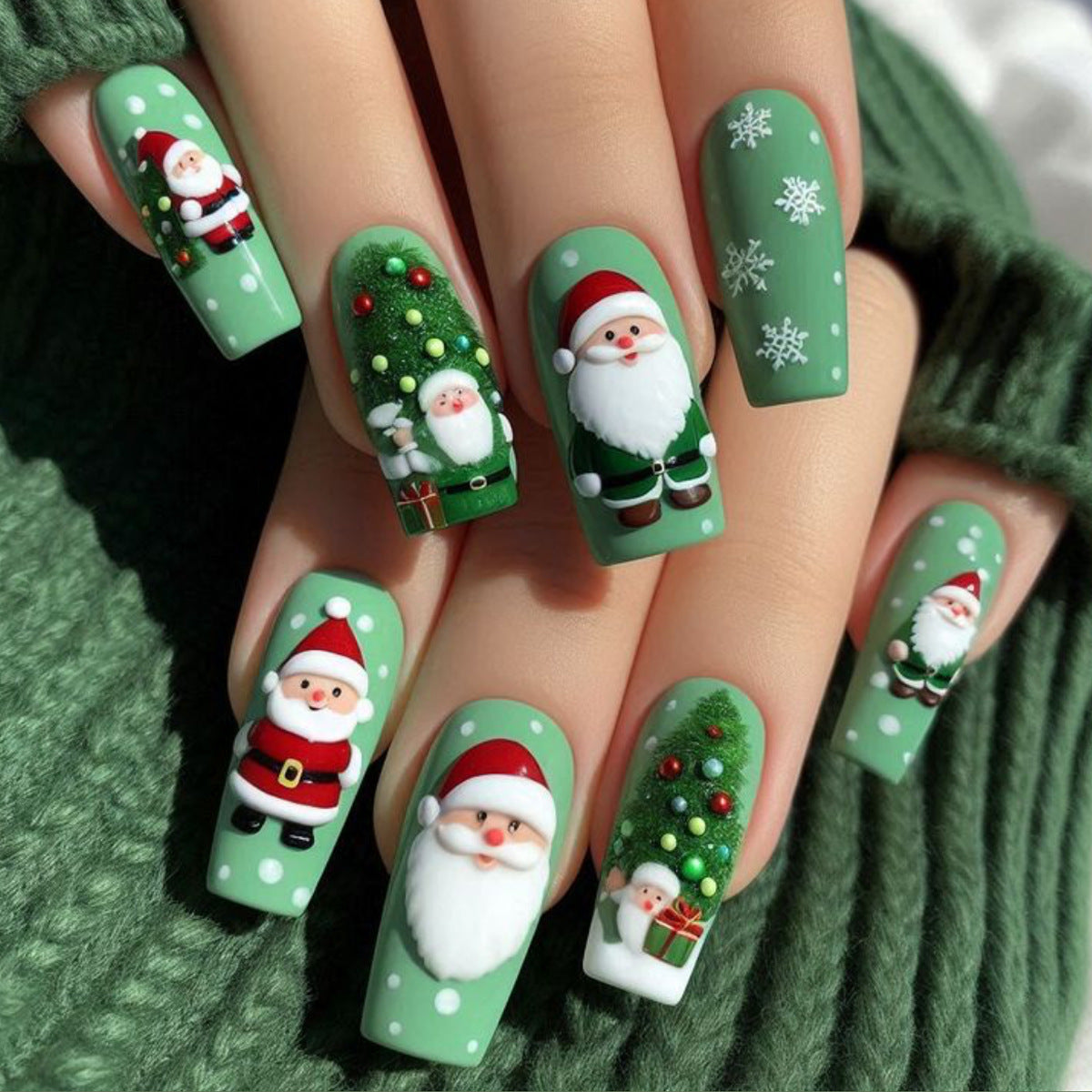 Green Floral Christmas Snowflake