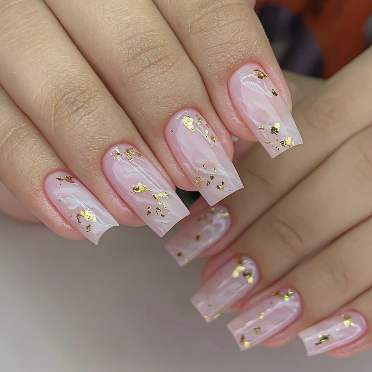 Pink Marble Press-On Nails
