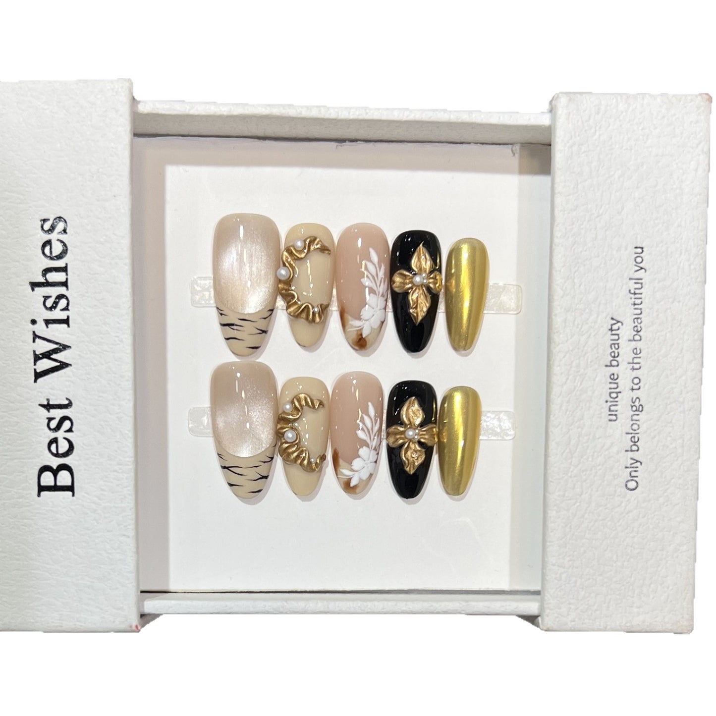 Gold Cat Eye Floral Hand-Painted
