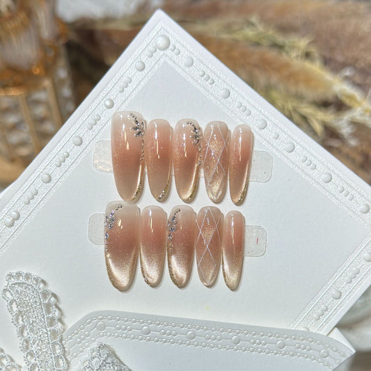 Gold Cat Eye Jelly Crystal Plaid