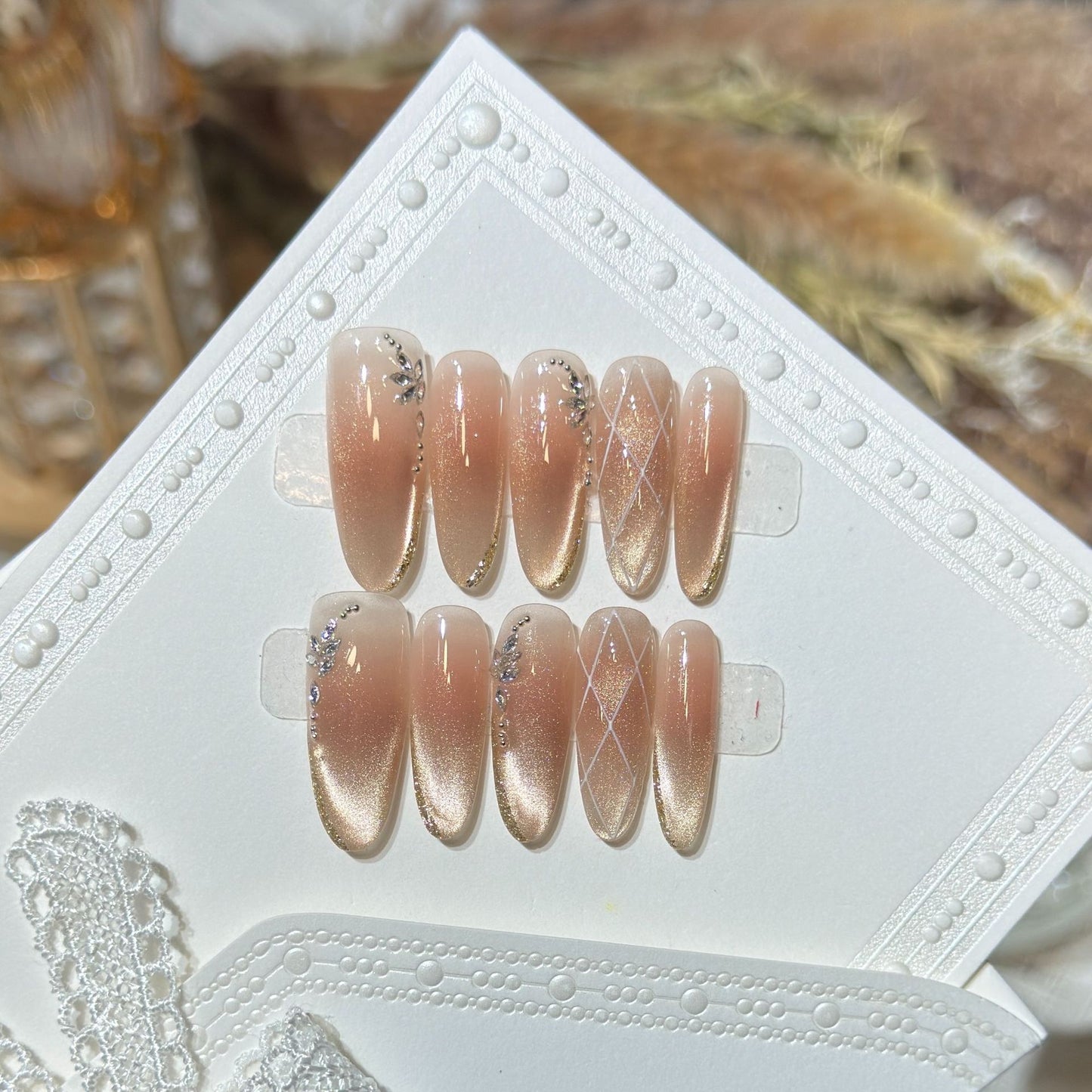Gold Cat Eye Jelly Crystal Plaid
