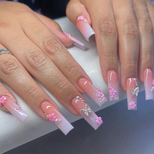 Pink Gradient Butterfly Floral 3D