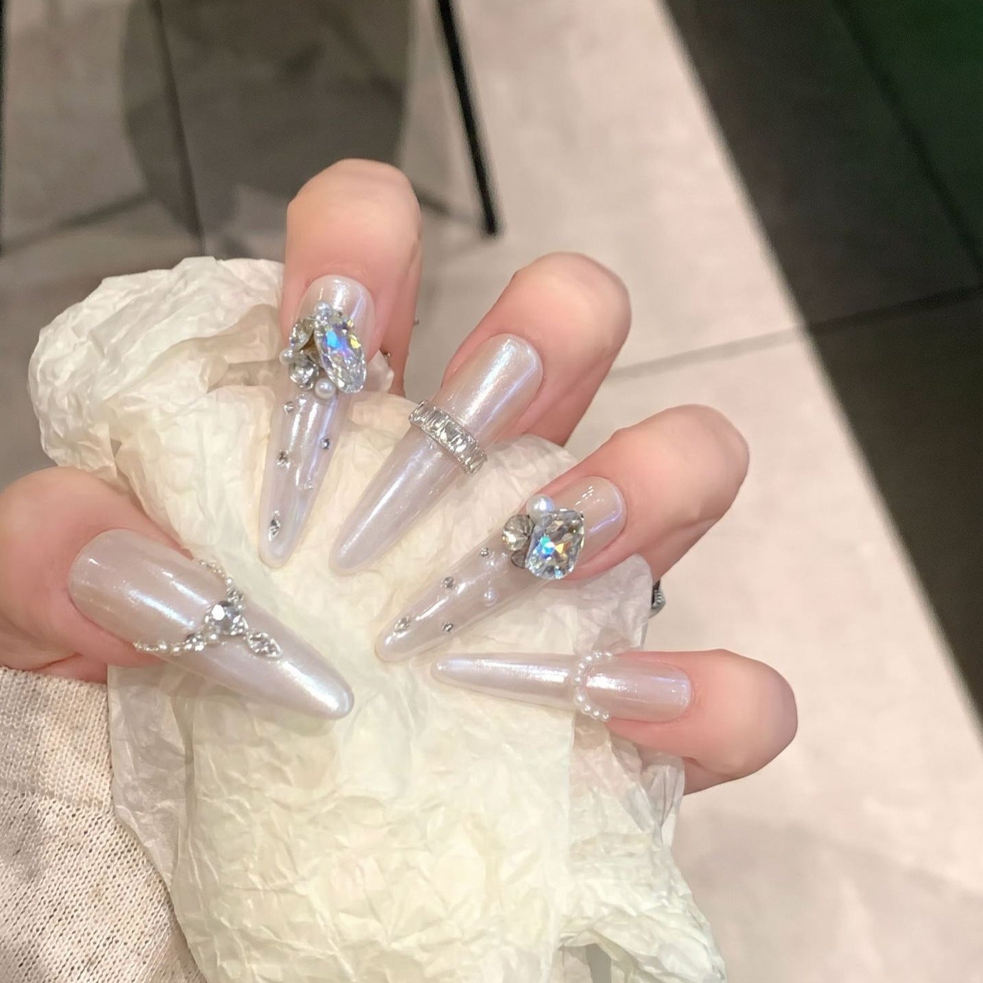 French Crystal Press-On Nails