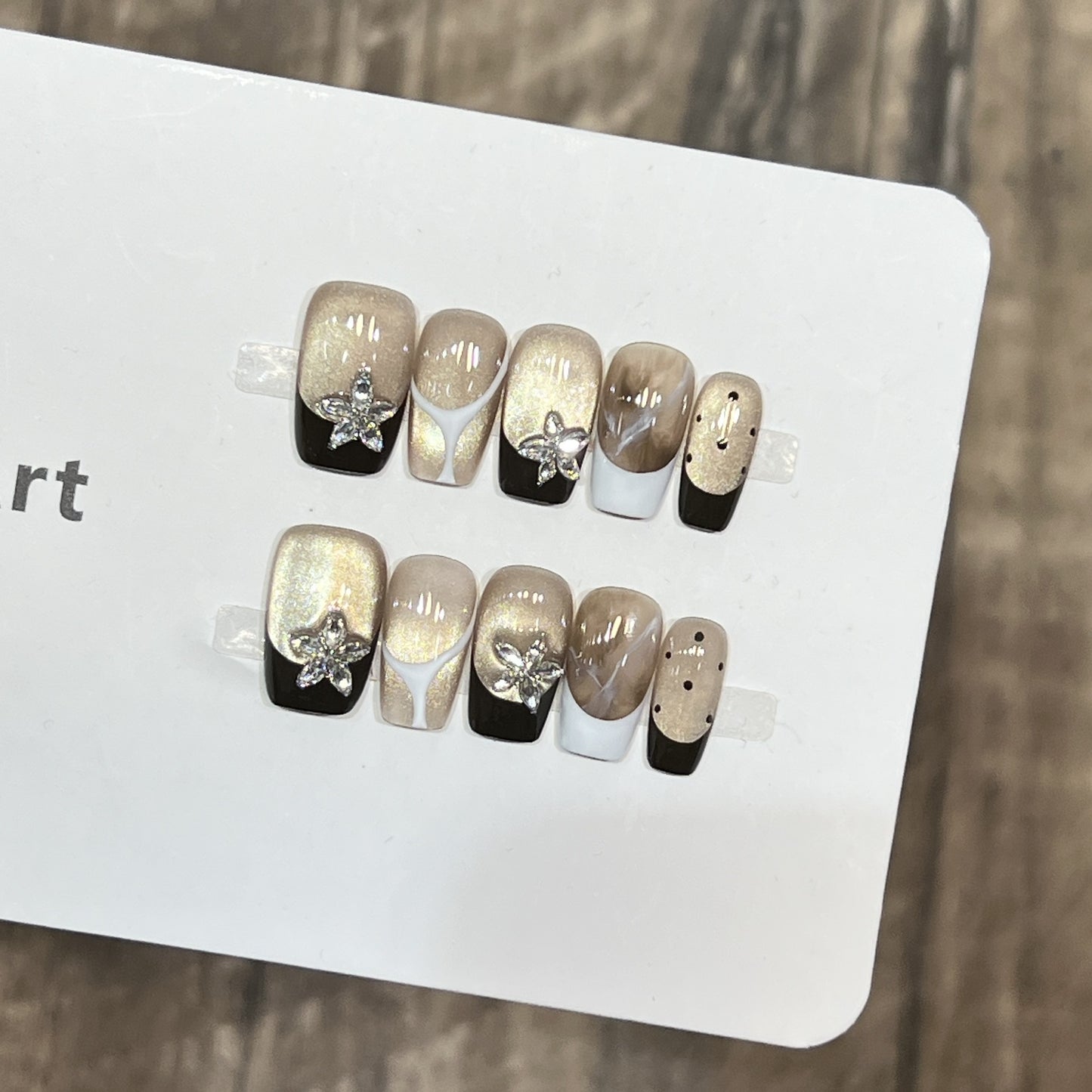 Black Cat Eye French Crystal Hand-Painted