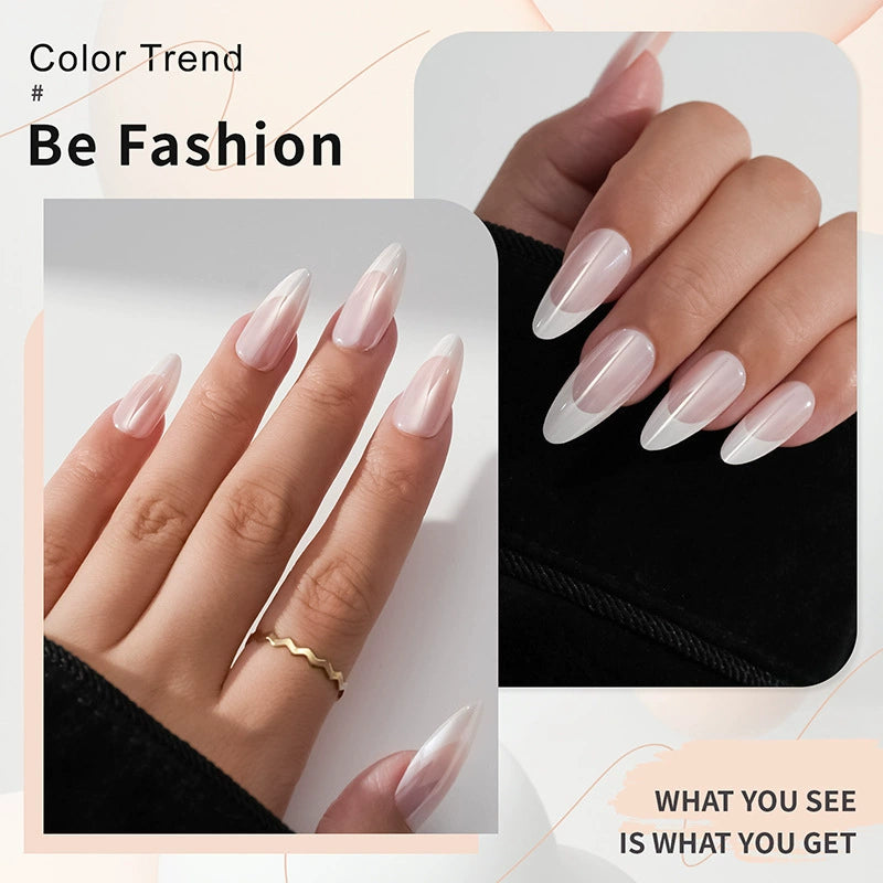 Pink Chrome French Almond Press-On Nails