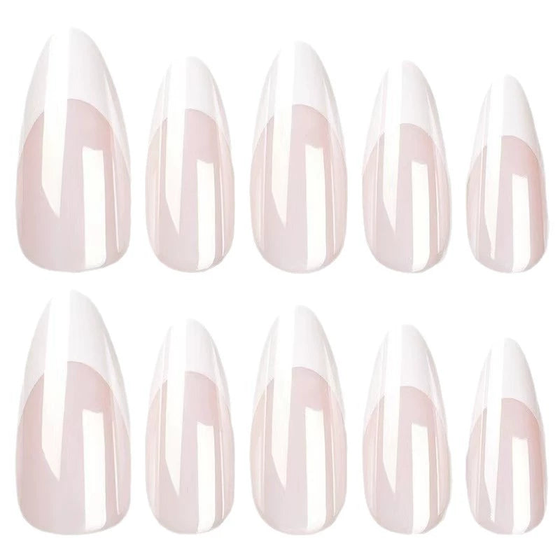 Pink Chrome French Almond Press-On Nails