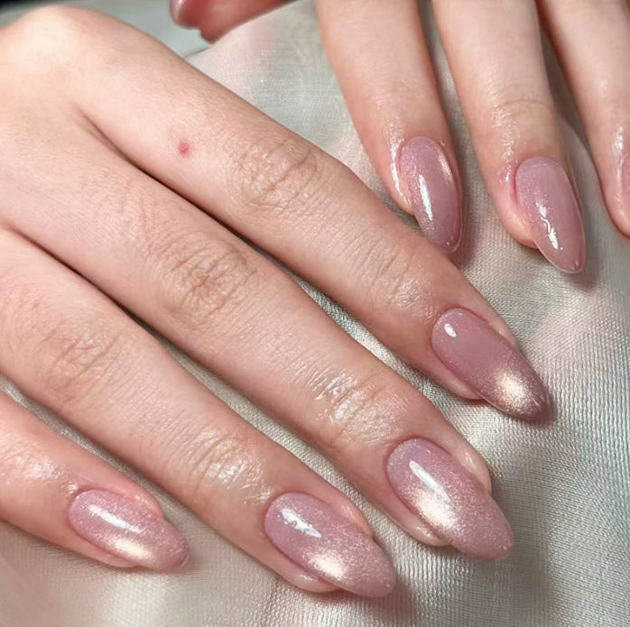 Pink Cat Eye Almond Press-On Nails