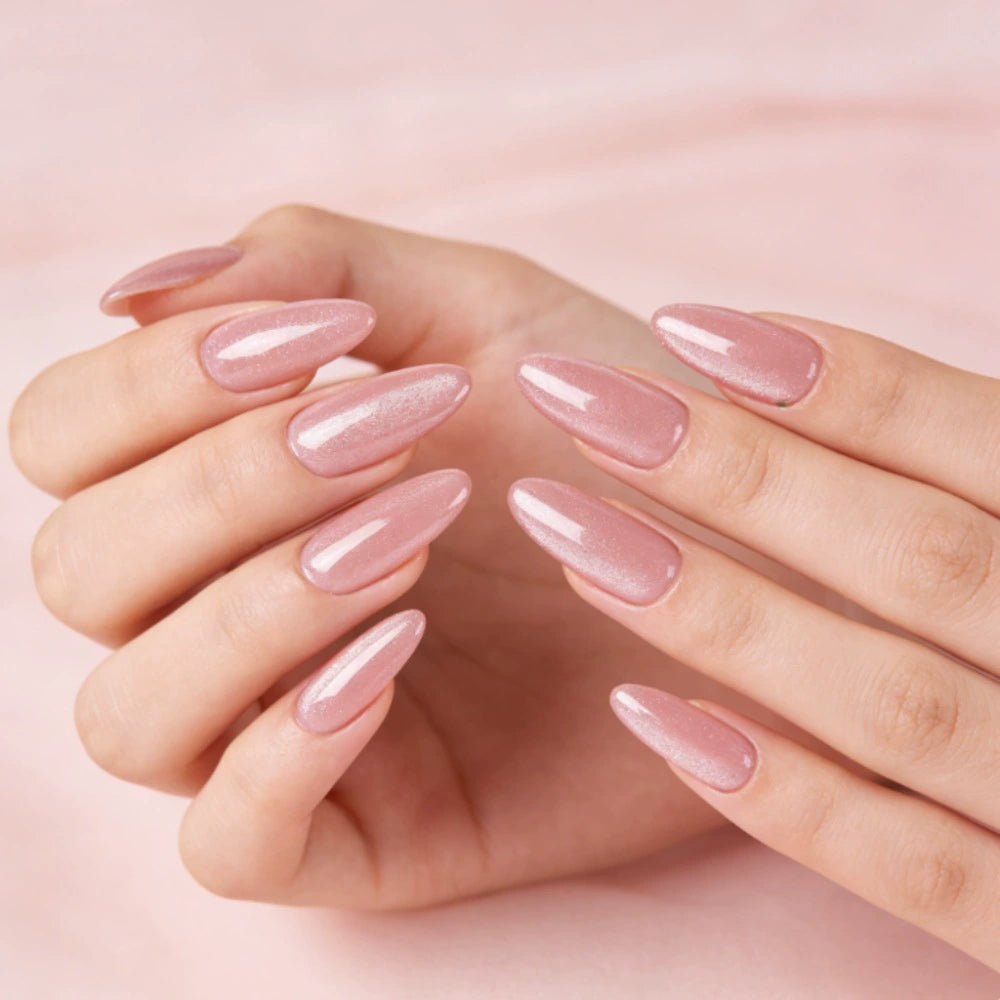 Pink Cat Eye Almond Press-On Nails