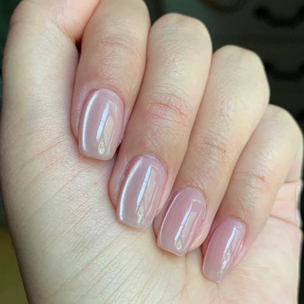 Nude Jelly Cat Eye Short Square Press-On Nails