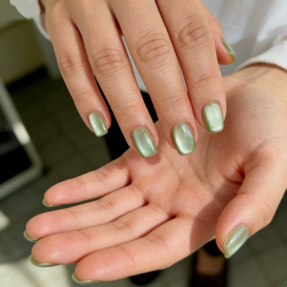 White Cat Eye Press-On Nails