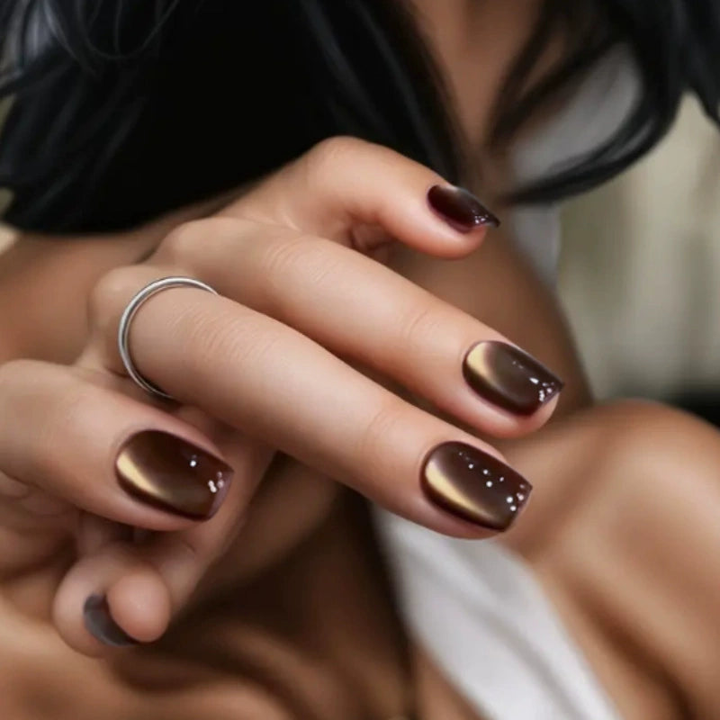 White Cat Eye Press-On Nails