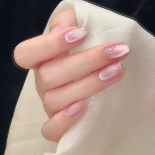 White Cat Eye Press-On Nails