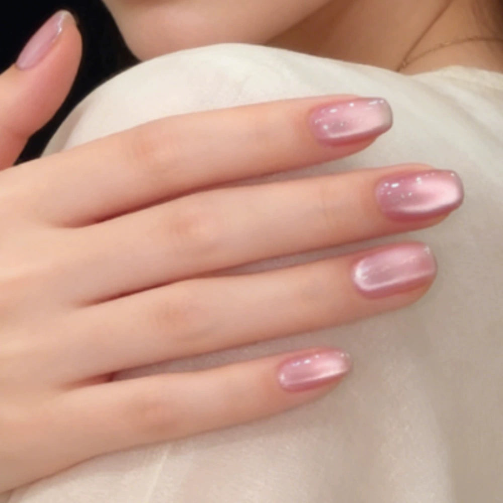 White Cat Eye Press-On Nails