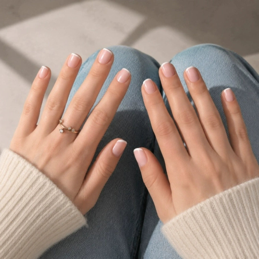 White French Short Square Press-On Nails