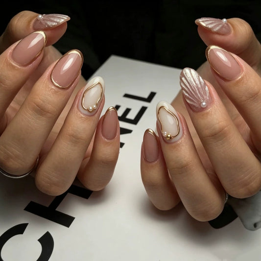 White 3D Press-On Nails