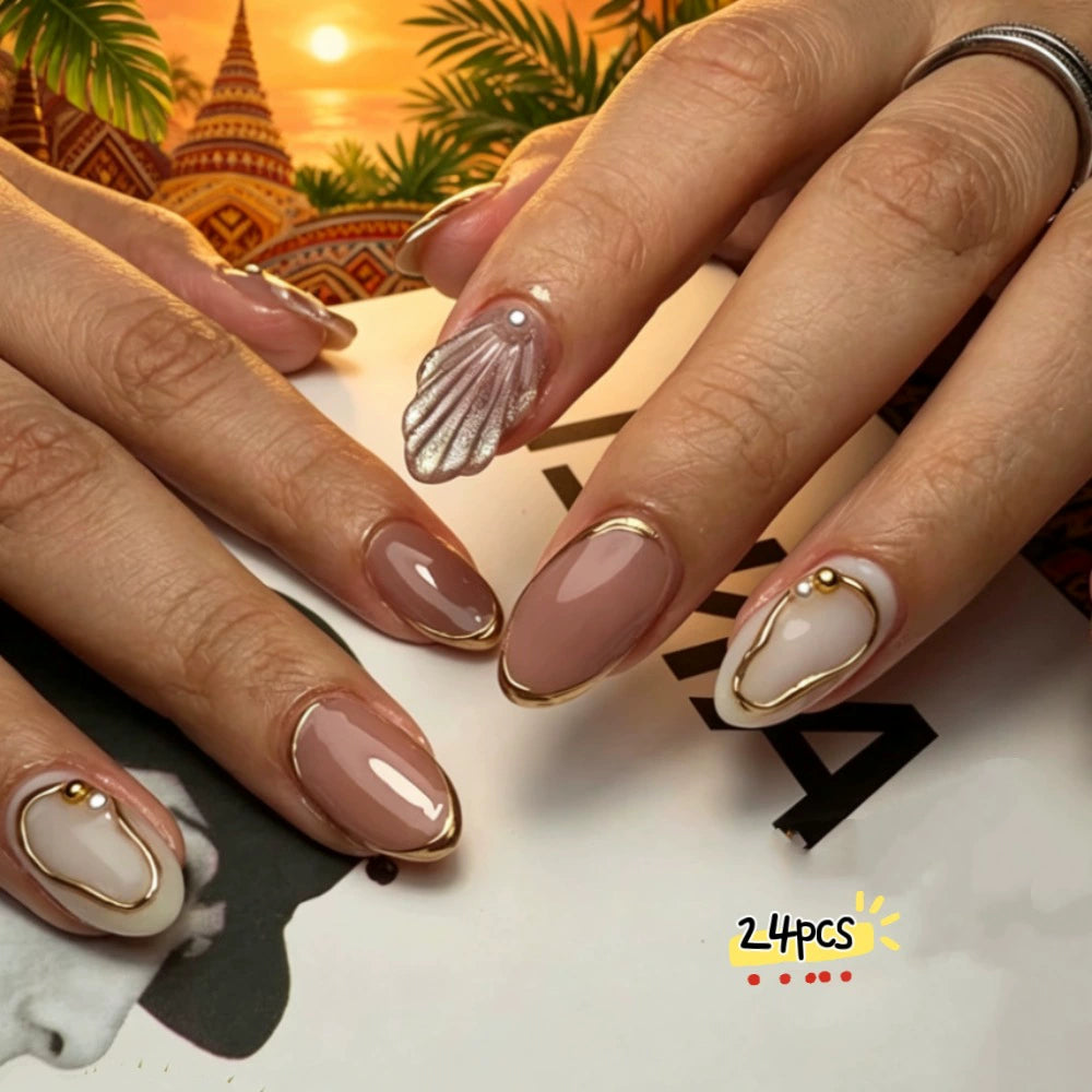 White 3D Press-On Nails