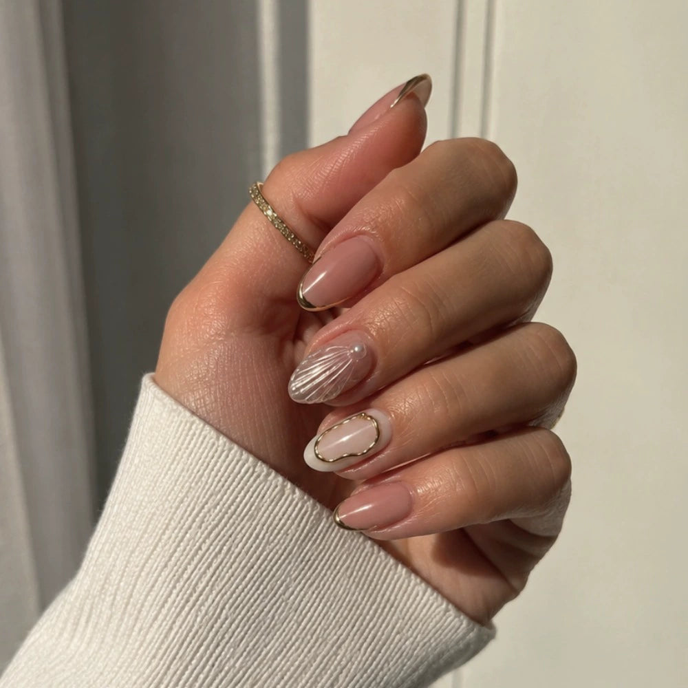 White 3D Press-On Nails