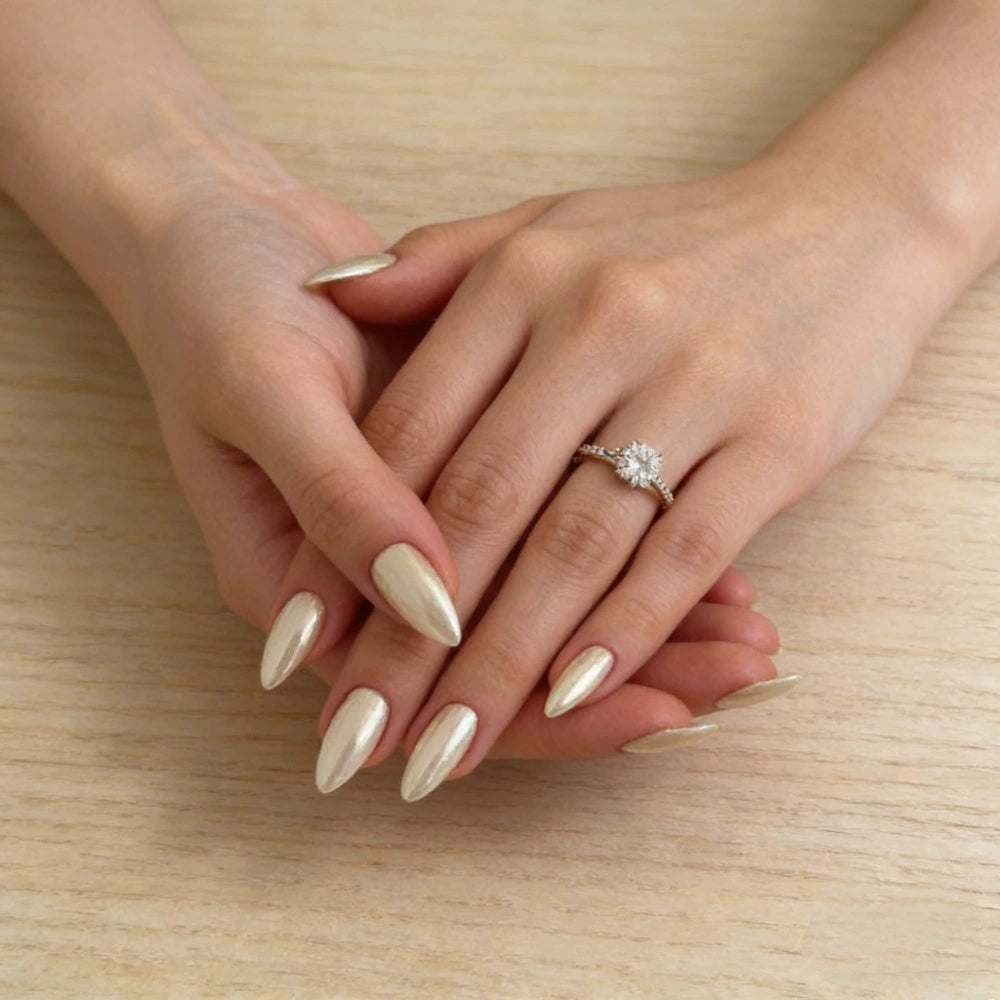 Glazed Chrome Minimalist Press-On Nails
