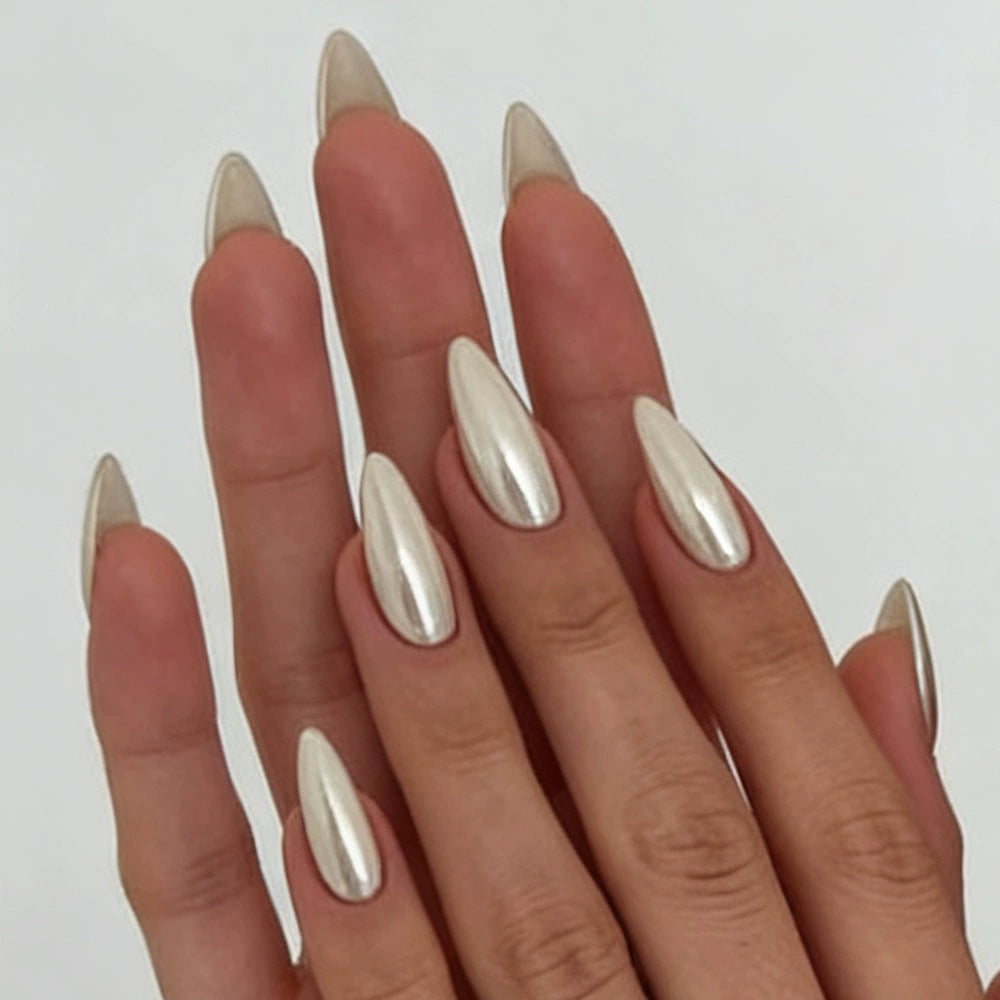 Glazed Chrome Minimalist Press-On Nails